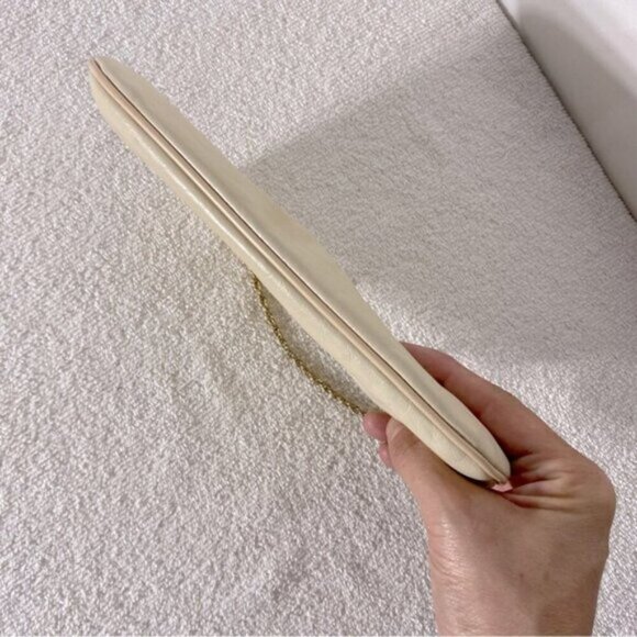 Vintage Cream Leather Mini Purse Clutch Wristlet - Picture 7 of 14